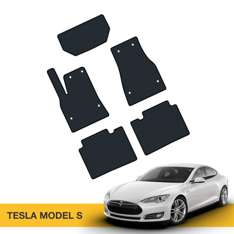 Zestaw dywaników EVA do Tesla Model S w czarnym kolorze z teksturą