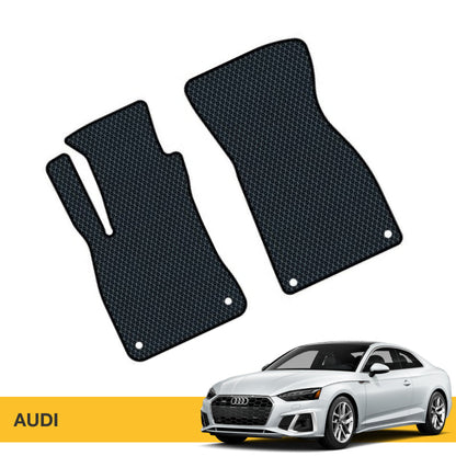 Czarne dywaniki samochodowe EVA z teksturą w kratkę, dopasowane do Audi.