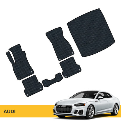 Zestaw czarnych dywaników samochodowych z teksturą, idealny do marki Audi.