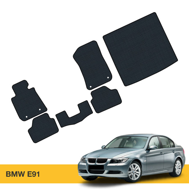 Zestaw dywaników samochodowych EVA w matowym, czarnym kolorze do BMW E91.