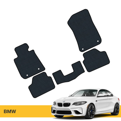 Zestaw mat samochodowych EVA w kolorze czarnym, dopasowanych do modeli BMW.