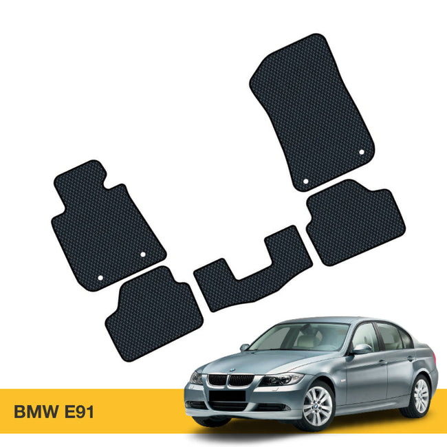 Zestaw dywaników samochodowych EVA w kolorze czarnym, idealny do BMW E91.