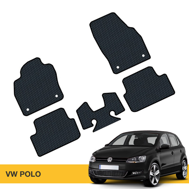 Zestaw dywaników EVA w kolorze czarnym, z wzorem, dopasowanych do VW Polo.