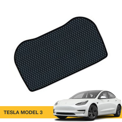 Czarna matowa podkładka z tkaniny o siateczkowej strukturze, idealna do Tesli Model 3.