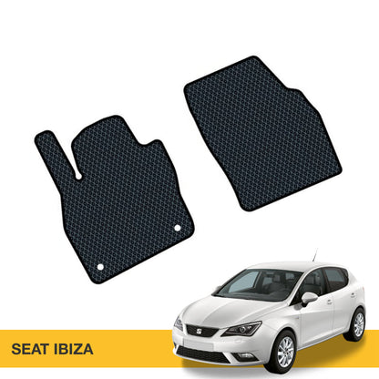 Czarne dywaniki samochodowe EVA z wytrzymałym wzorem siatkowym do SEAT Ibiza.