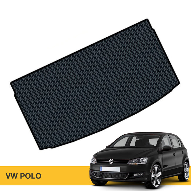 Czarny dywanik do auta z teksturą siatki, pasujący do VW Polo.