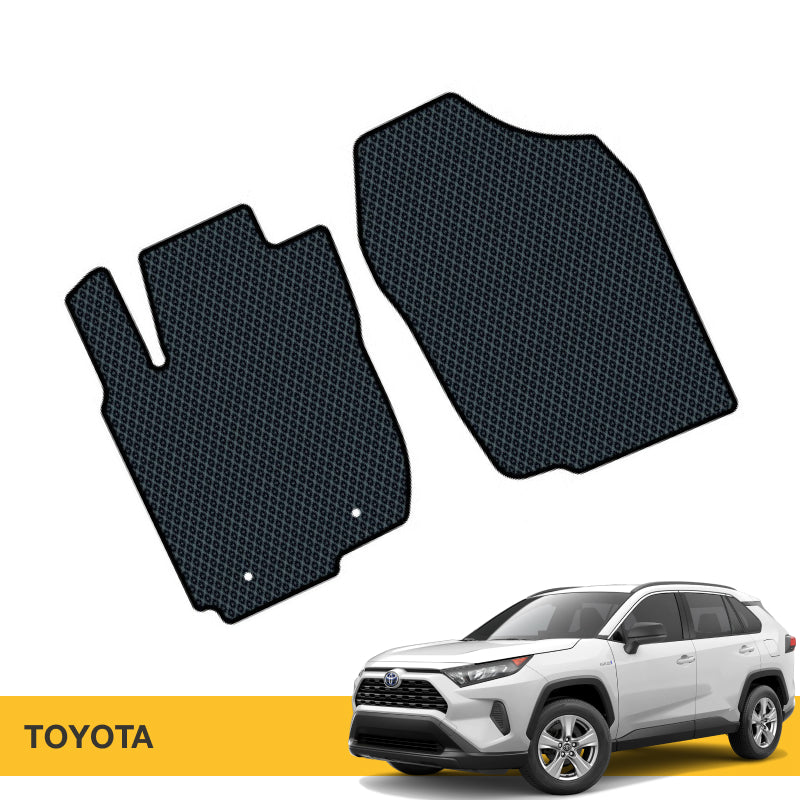 Czarne maty samochodowe EVA z siatkowymi teksturami, pasujące do Toyoty RAV4.