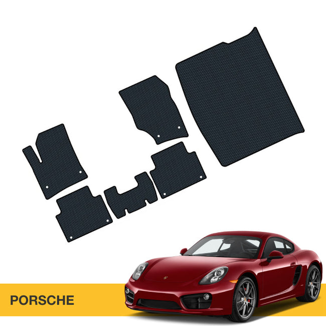 Zestaw mat z EVA w kształcie do Porsche, czarna siateczka, trwały materiał.