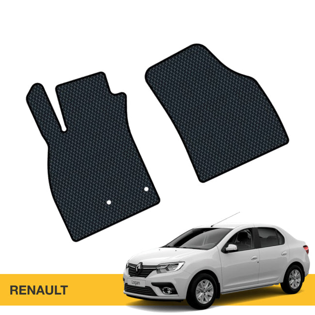 Czarne maty do samochodu z wytrzymałego materiału, dopasowane do modelu Renault Logan.