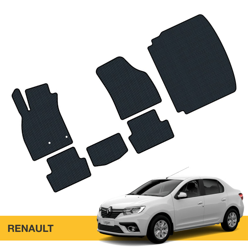 Czarna wykładzina samochodowa z teksturą, idealna do Renault Logan.