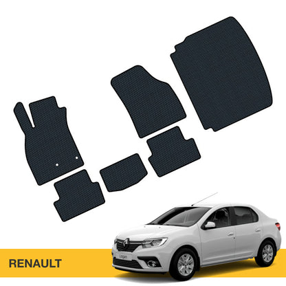 Czarna wykładzina samochodowa z teksturą, idealna do Renault Logan.