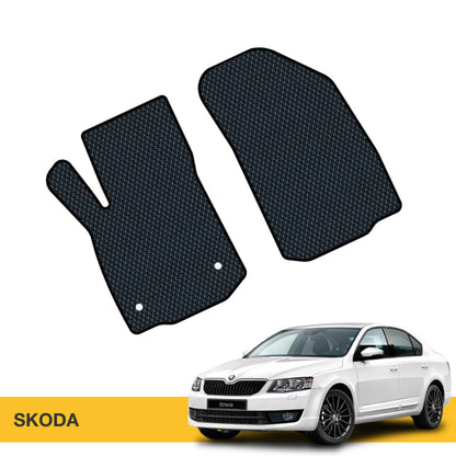 Czarne dywaniki samochodowe EVA z fakturą, dopasowane do modelu Skoda.