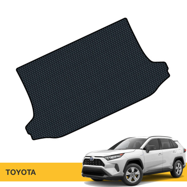 Czarna mata podłogowa do samochodu, tekstura w kratkę, dopasowana do modelu Toyota.