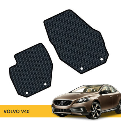 Czarne dywaniki samochodowe z teksturą, idealne do modelu Volvo V40.