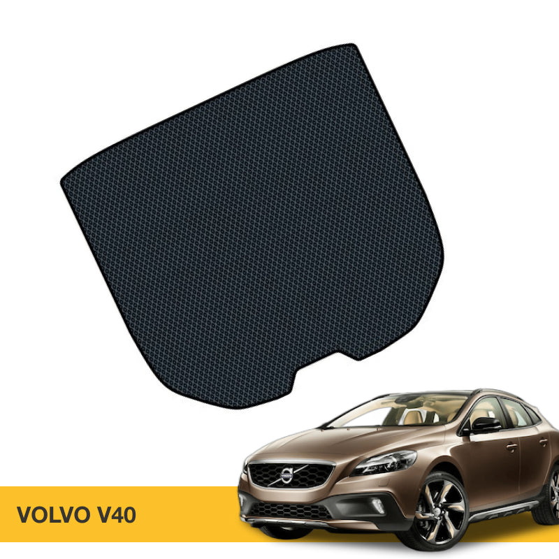 Czarny dywanik samochodowy o fakturze siatki, idealny do Volvo V40.