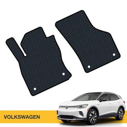 Czarne maty samochodowe EVA z teksturą gumy, dopasowane do Volkswagena.